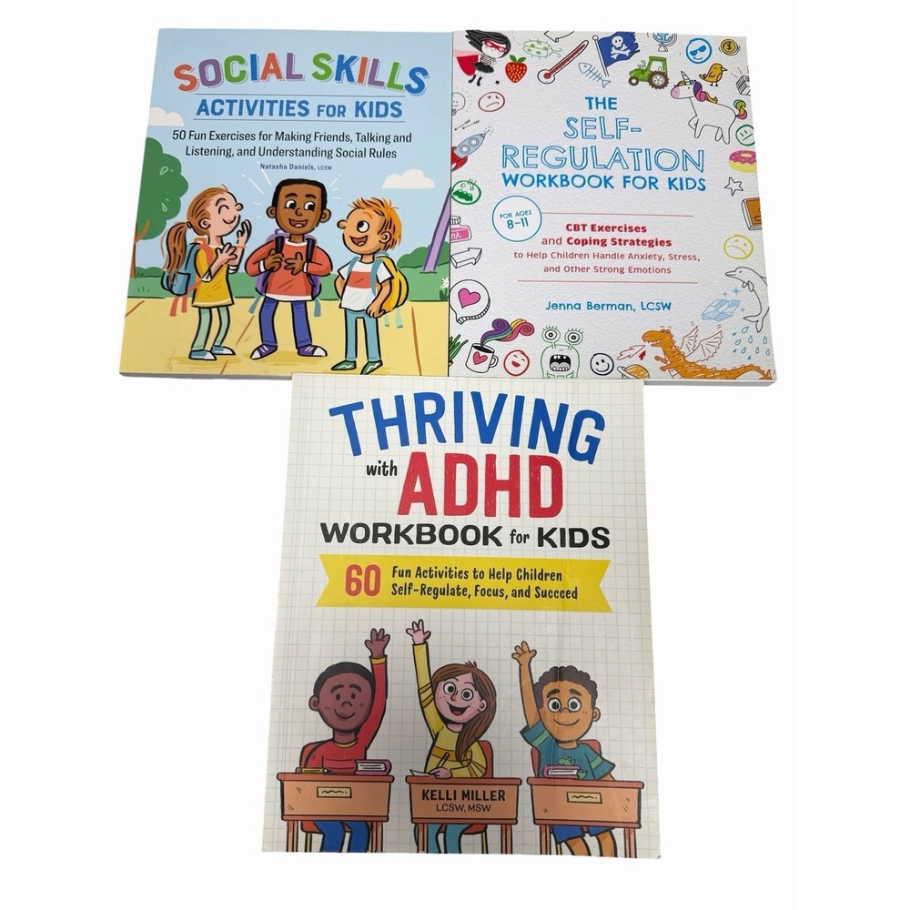 Lot of 3 Kids Social Skills ADHD Self Regulation Workbooks CBT Activity Books‎